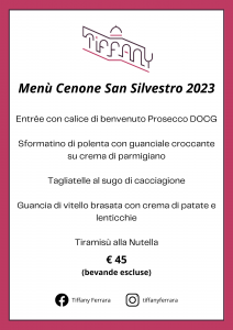 Menù cenone San Silvestro 2023